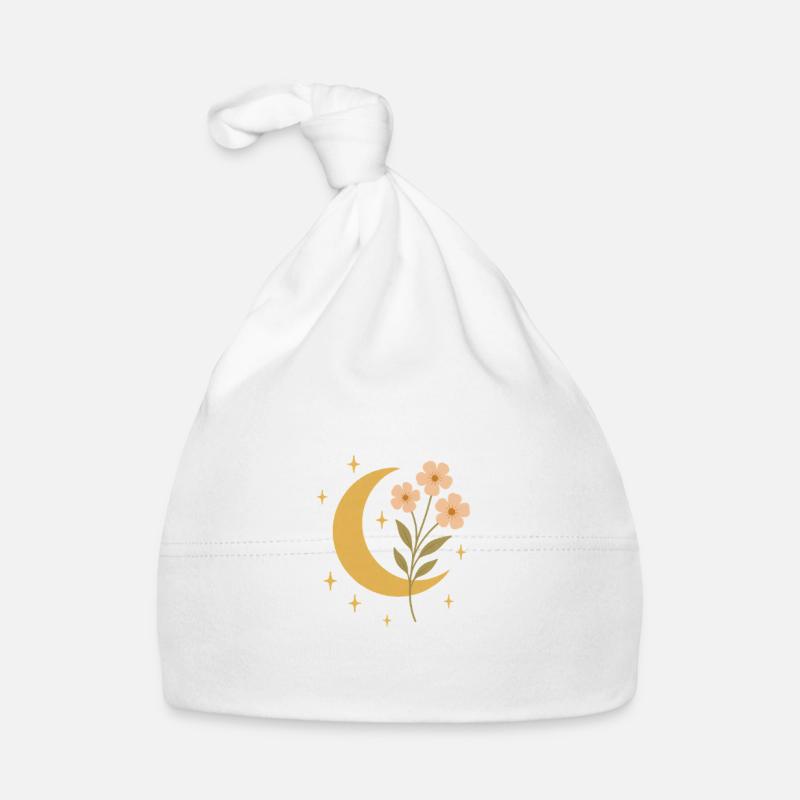 Conception d’illustration de lune et de fleurs Bonnet bio Bébé