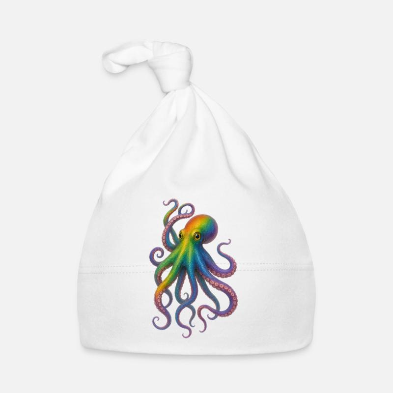 Conception colorée de pieuvre arc-en-ciel Bonnet bio Bébé