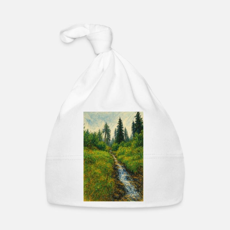 Sketchart Landschaft mit Bächlein in der Schweiz Baby Bio-Mütze