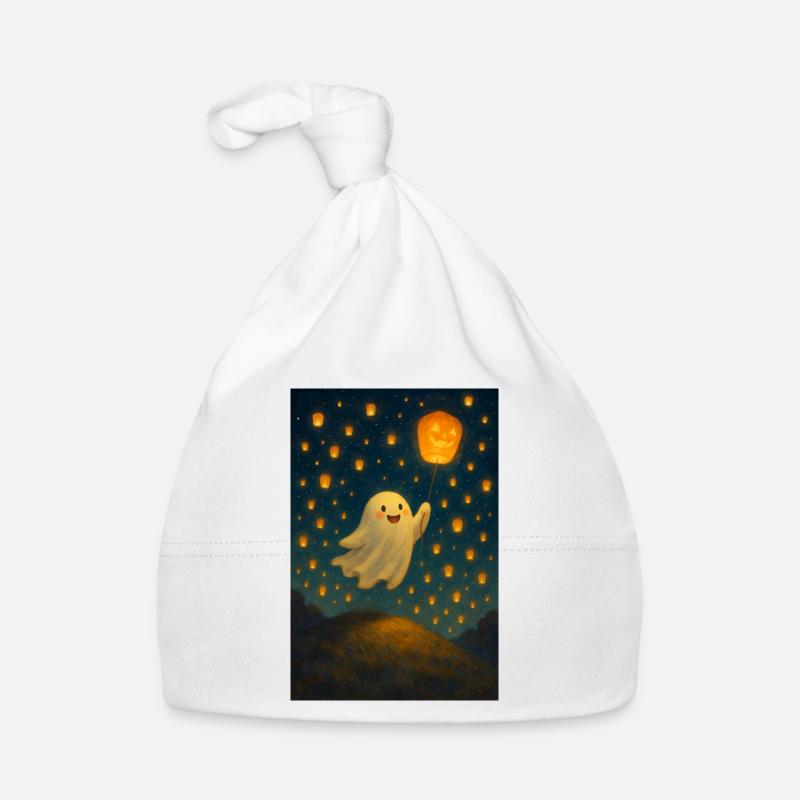 Ghost with jack-o'-lantern Organic Baby Cap