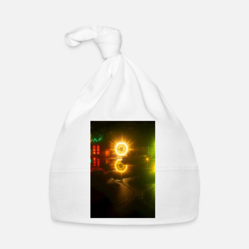 Motif de reflet de néon lumineux - Bonnet bio Bébé - blanc