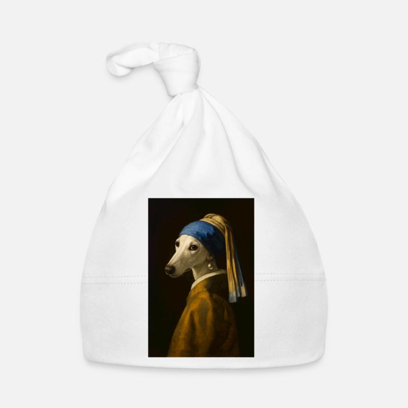 Hundeportrait Kunstdruck Baby Bio-Mütze