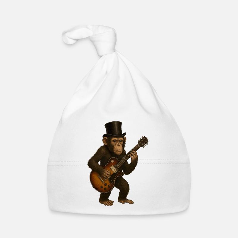 Elegant monkey with top hat and guitar Organic Baby Cap