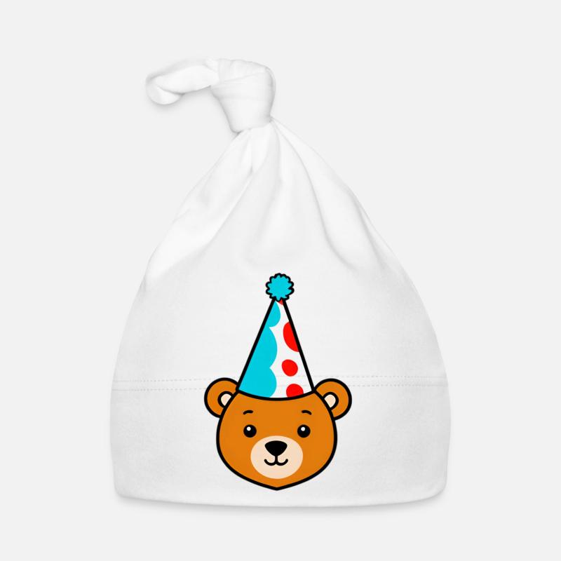 Party bear with colorful hat Organic Baby Cap