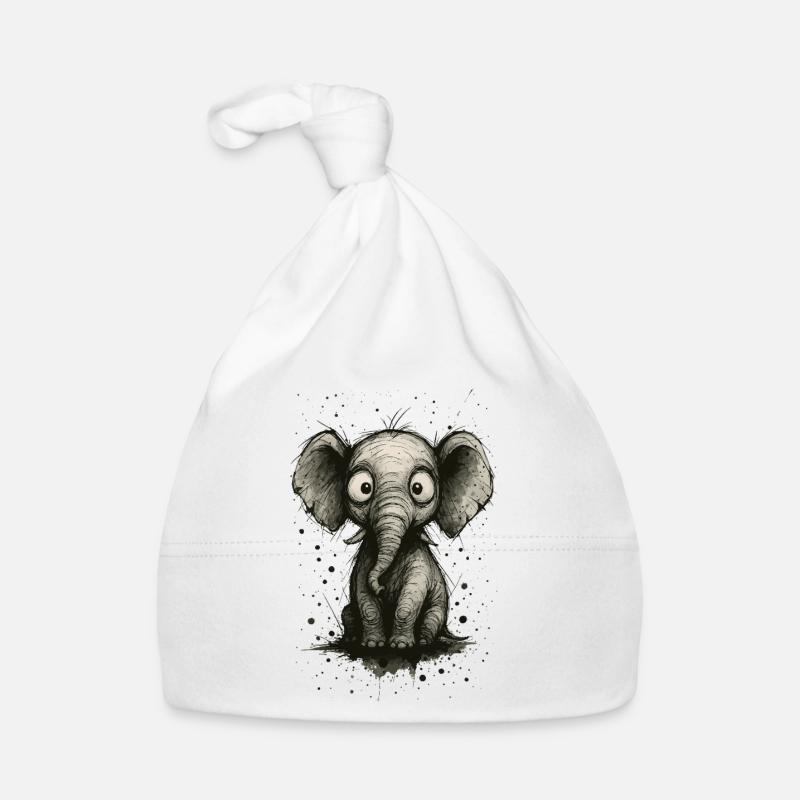 Funny elephant with big ears – comic strip splash Organic Baby Cap