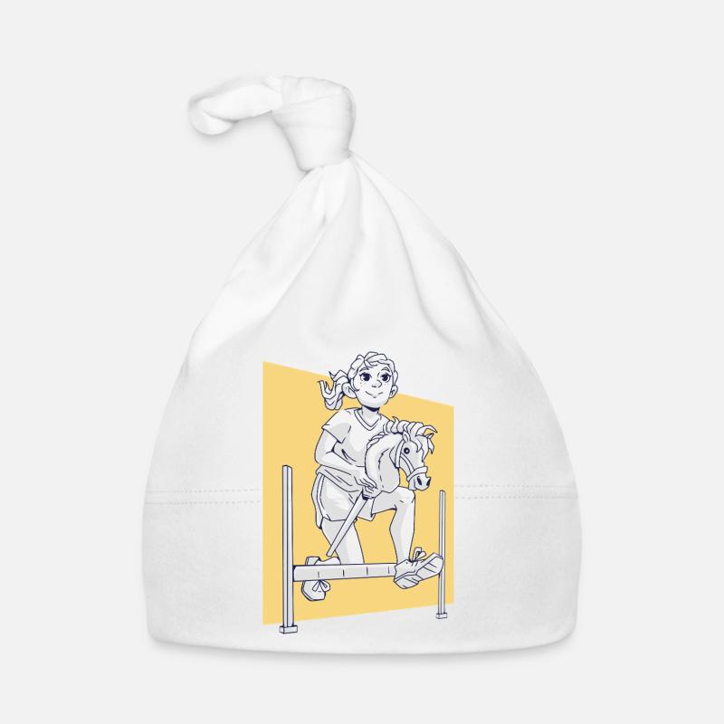 Cheval de loisir design équestre - Bonnet bio Bébé - blanc