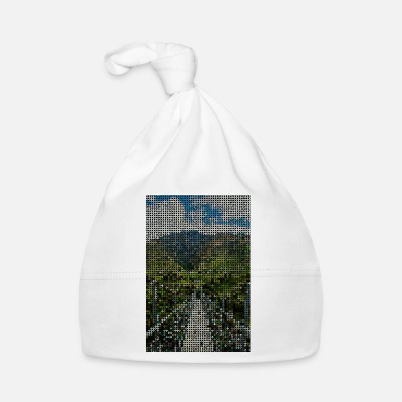 Grid landscape mountain river Organic Baby Cap