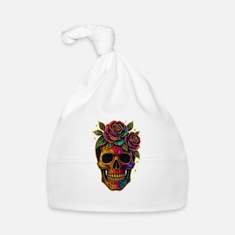 Galactic Skull with Roses Halloween Organic Baby Cap