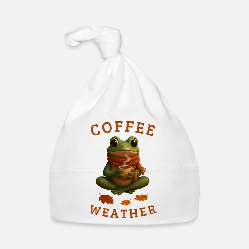 Autumn frog frog with coffee autumn gift idea Organic Baby Cap