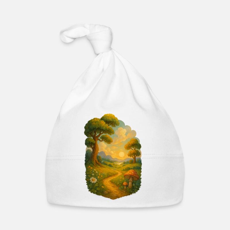 Sentier de contes de fées au soleil - Bonnet bio Bébé - blanc