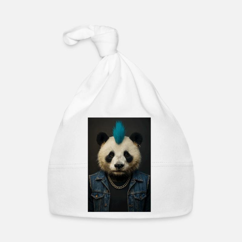 Panda Punk avec Mohawk bleu Bonnet bio Bébé