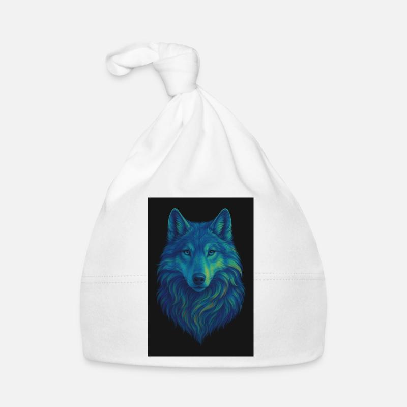 Neon Wolf Colored Wolf Portrait Organic Baby Cap