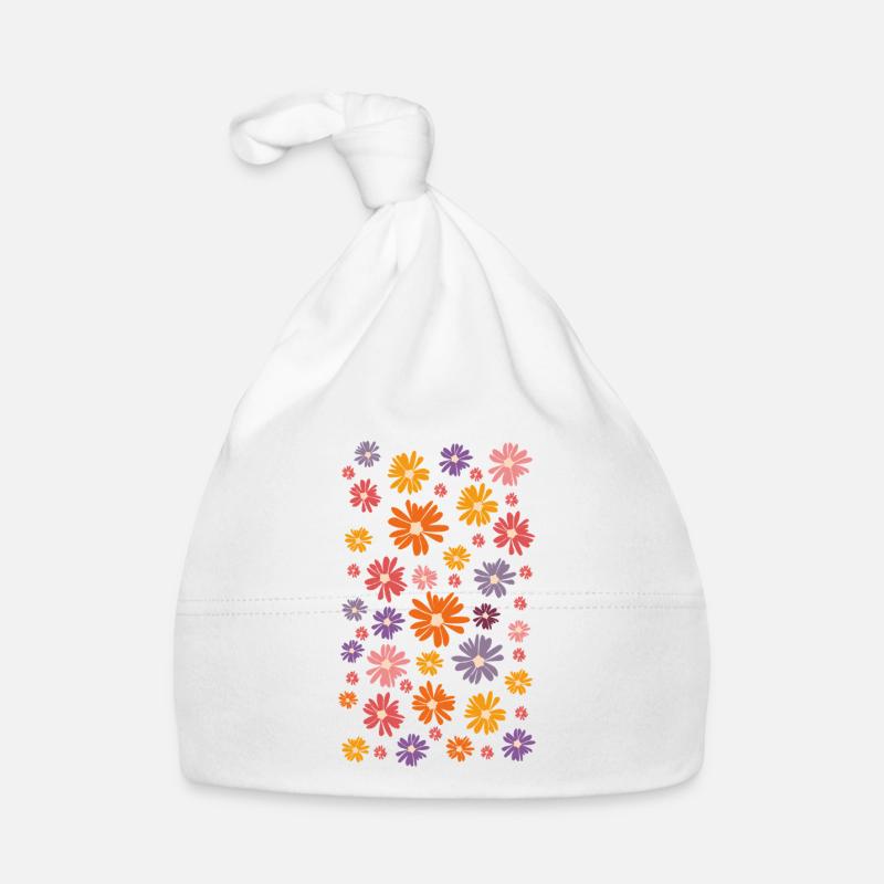 Buntes Blumenmeer - Gänseblümchen Daisy Margeriten Baby Bio-Mütze
