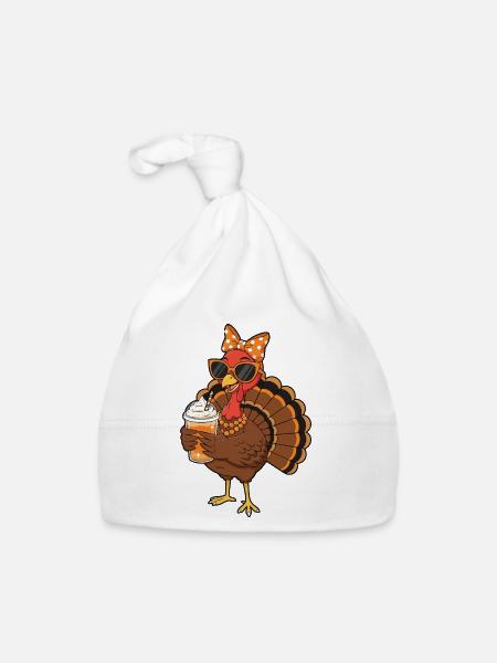 Amateur de café de dinde Drôle d’ambiance de Thanksgiving - Bonnet bio Bébé - blanc - Devant