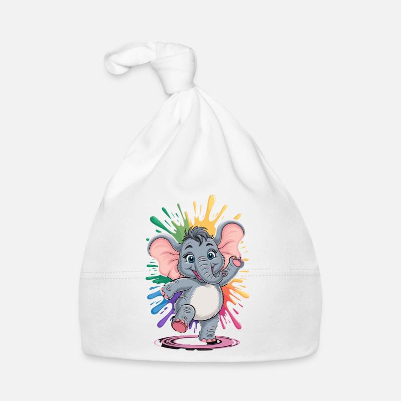 Mignon bébé éléphant dansant avec arc-en-ciel Bonnet bio Bébé