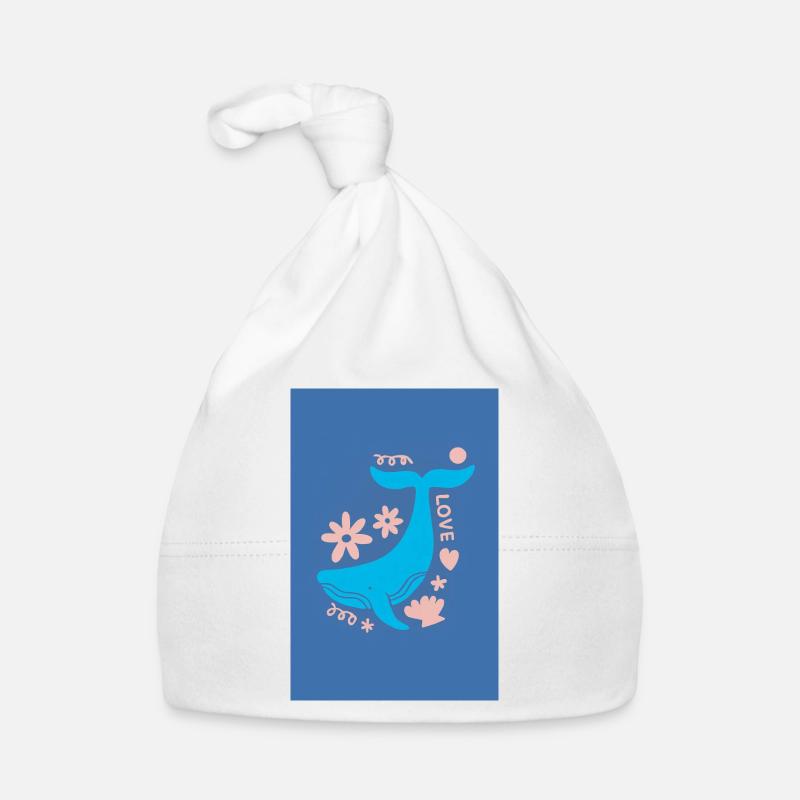 Whale Tail Floral Love Organic Baby Cap