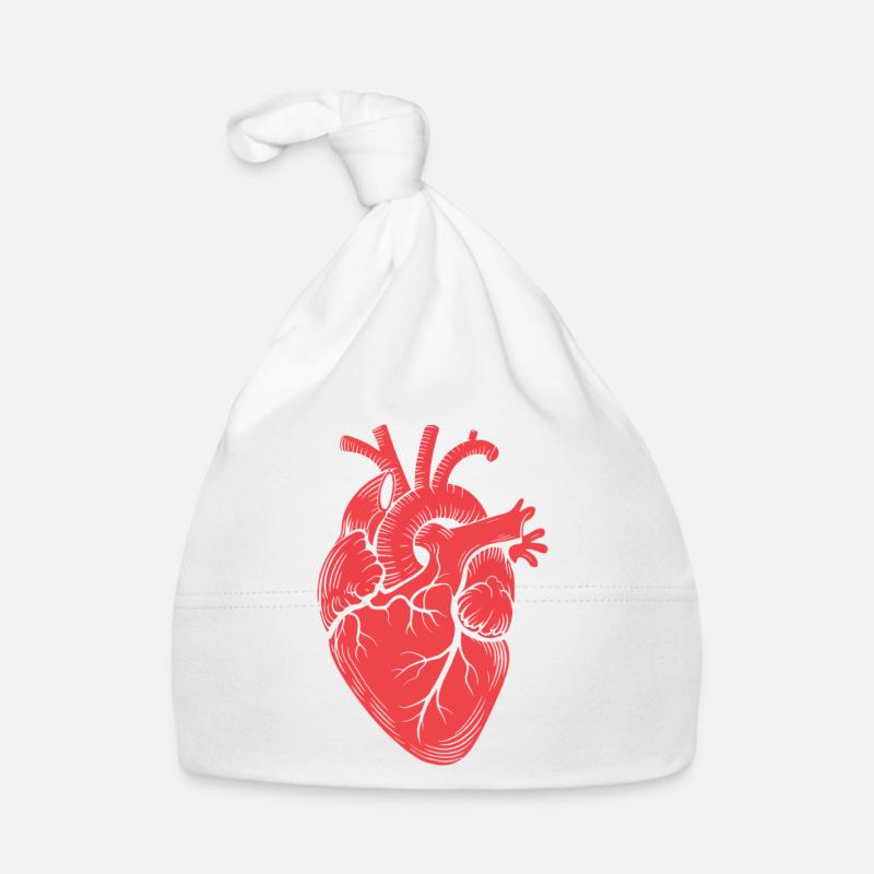 Anatomisches Herz Motiv Rot Baby Bio-Mütze