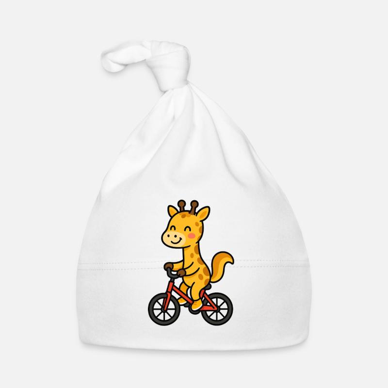 Giraffe on a bicycle Organic Baby Cap