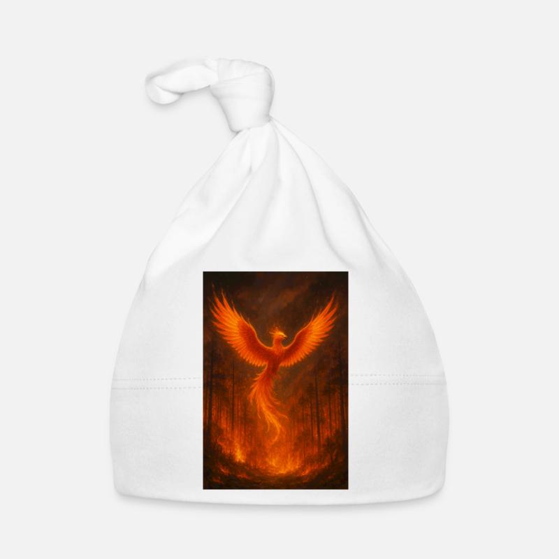 Flaming Phoenix in the Forest Organic Baby Cap