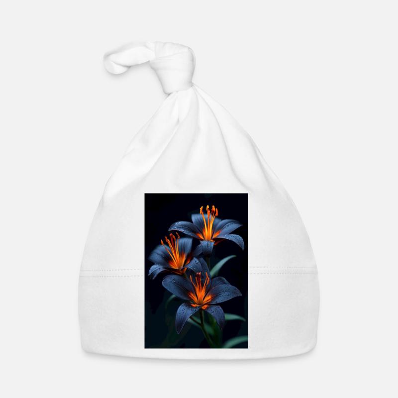 Lys bleus avec floraison nocturne centrale orange Bonnet bio Bébé