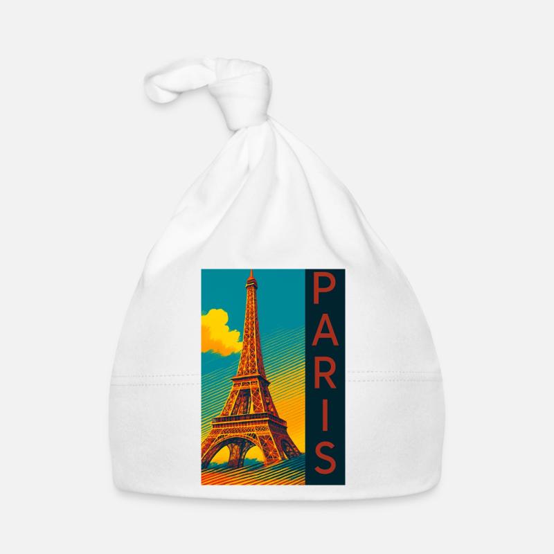 Paris PopArt Skyline Eiffel Tower Organic Baby Cap