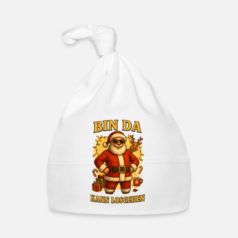 Bin Da Kann Losgehen – Weihnachtsmann Baby Bio-Mütze