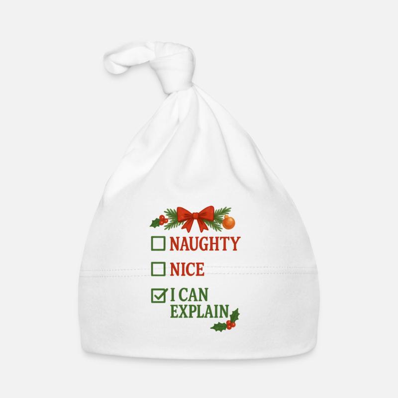 Christmas design naughty I can explain it Organic Baby Cap