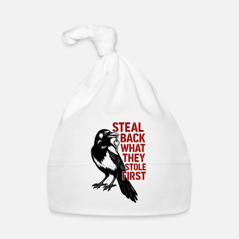 Magpie Stealing - Corbeau avec citation clé Imprimer Bonnet bio Bébé