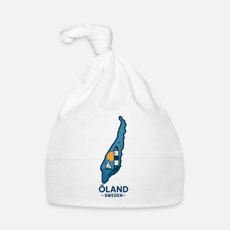 Phare d’Öland et coucher de soleil - Bonnet bio Bébé - blanc