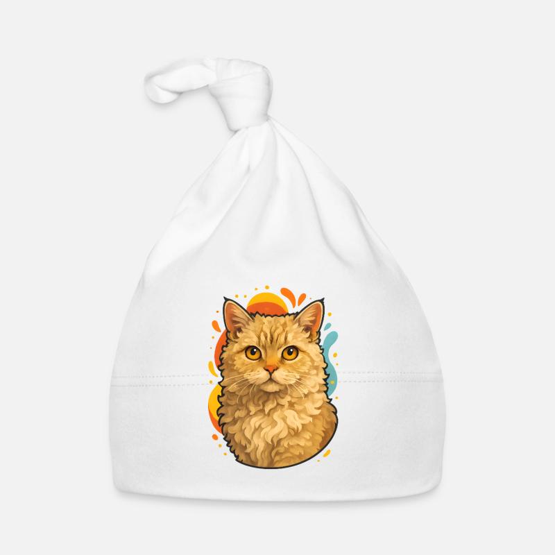 Chat Selkirk Rex dans le Pop Art coloré Bonnet bio Bébé