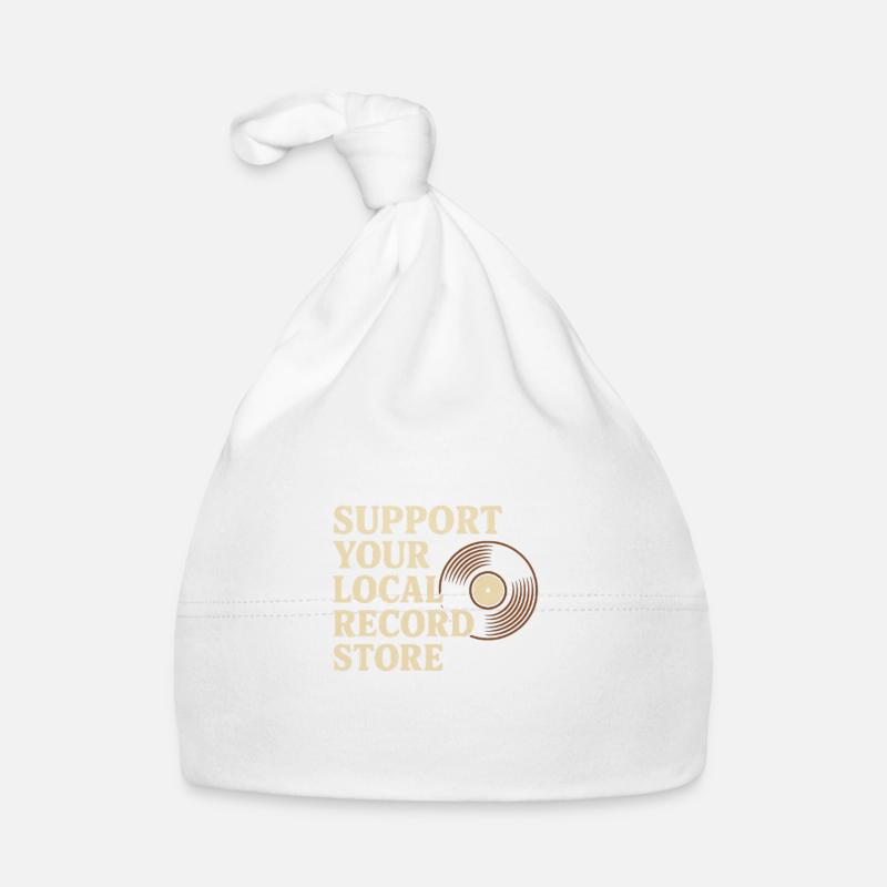 Support Local Record Store Vinyl Tee - Organic Baby Cap - white