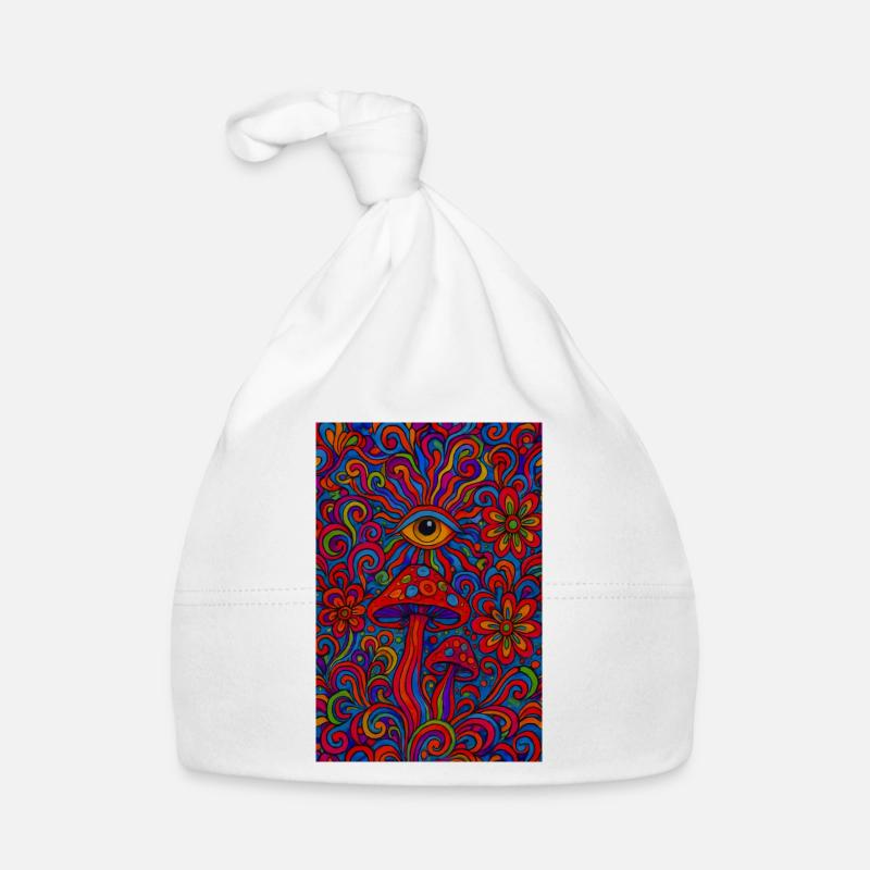 Psychedelisches Auge und Pilze Baby Bio-Mütze