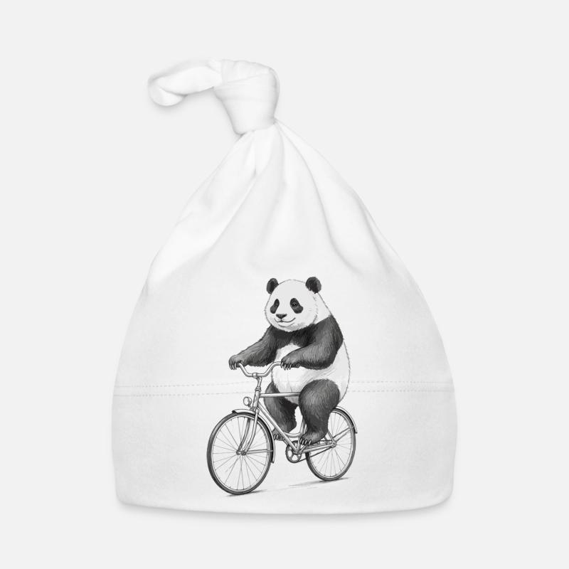 Panda on Bicycle Organic Baby Cap