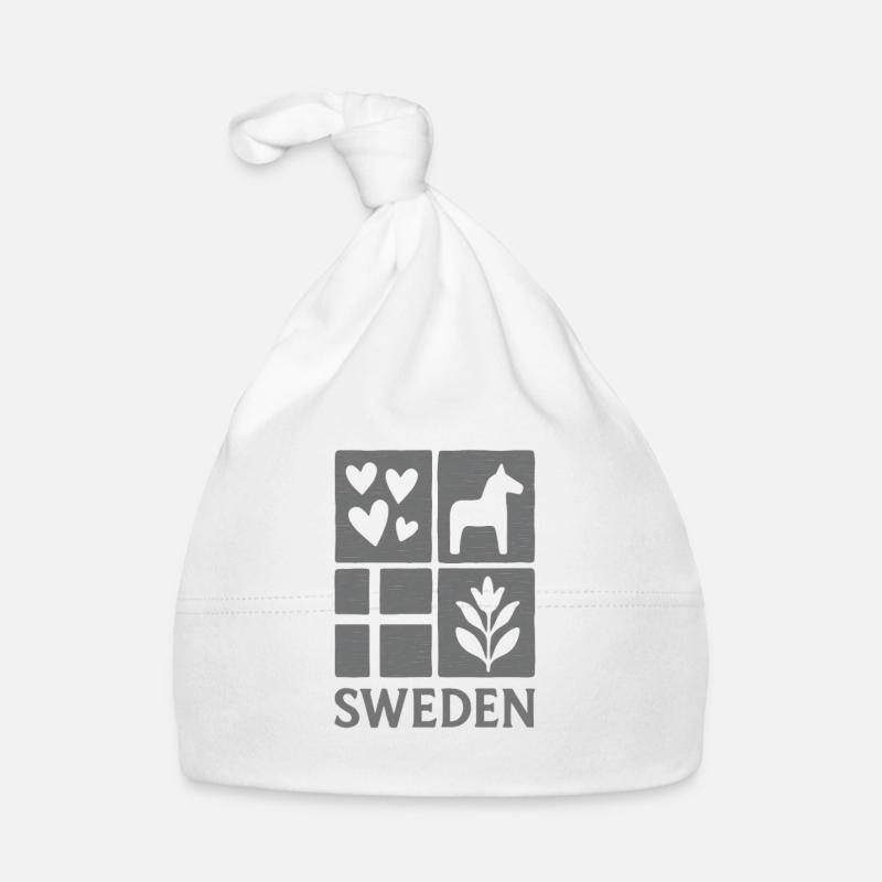 Sweden Square Logo Hearts Horse Leaf Organic Baby Cap