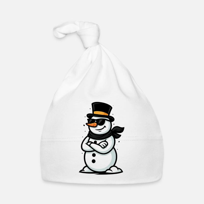 Cool snowman with sunglasses Organic Baby Cap