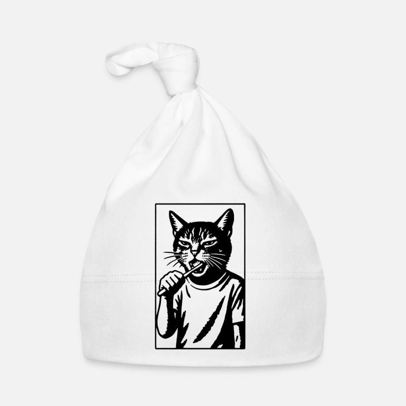 Toothbrush cat in stroke style Organic Baby Cap