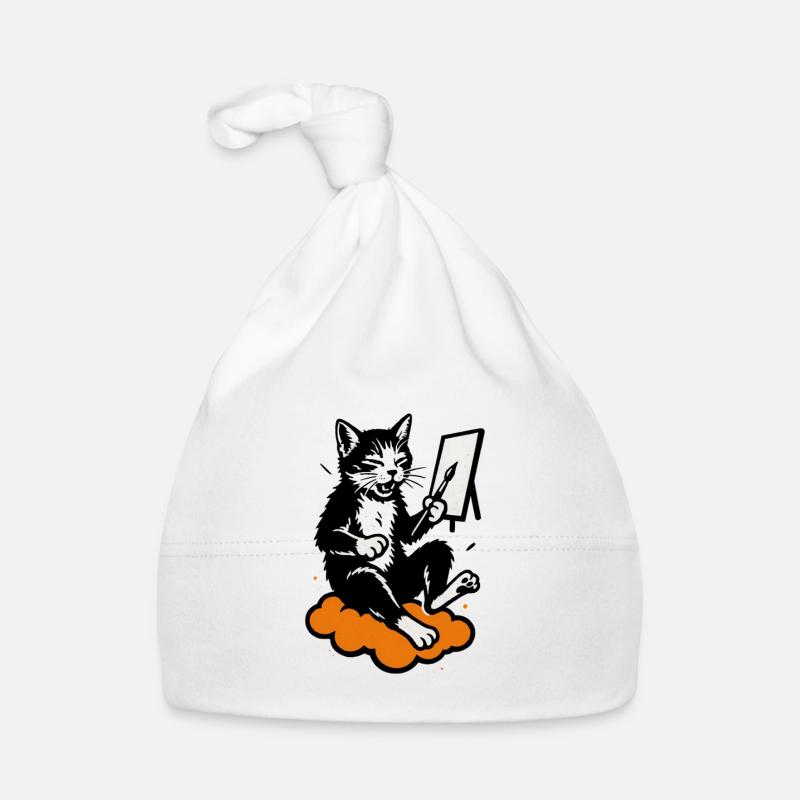 Cat artist on cloud Organic Baby Cap