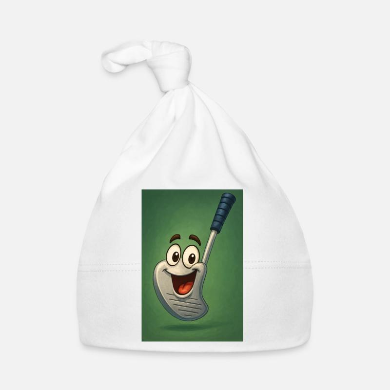 Glücklicher Golfschläger mit Gesicht Baby Bio-Mütze