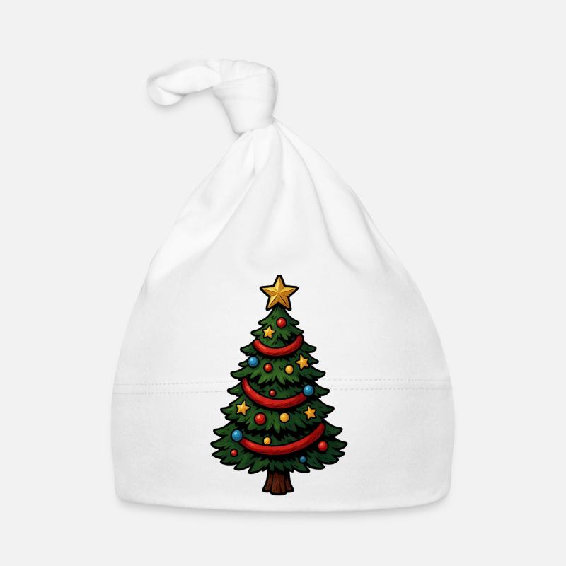 Sapin de Noël de bande dessinée décoré de façon colorée Bonnet bio Bébé