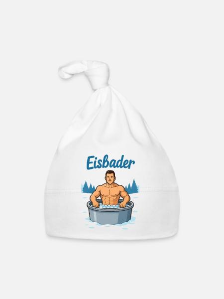 Eisbader Muskelmann im Eisbad - Baby Bio-Mütze - Weiß - Vorne