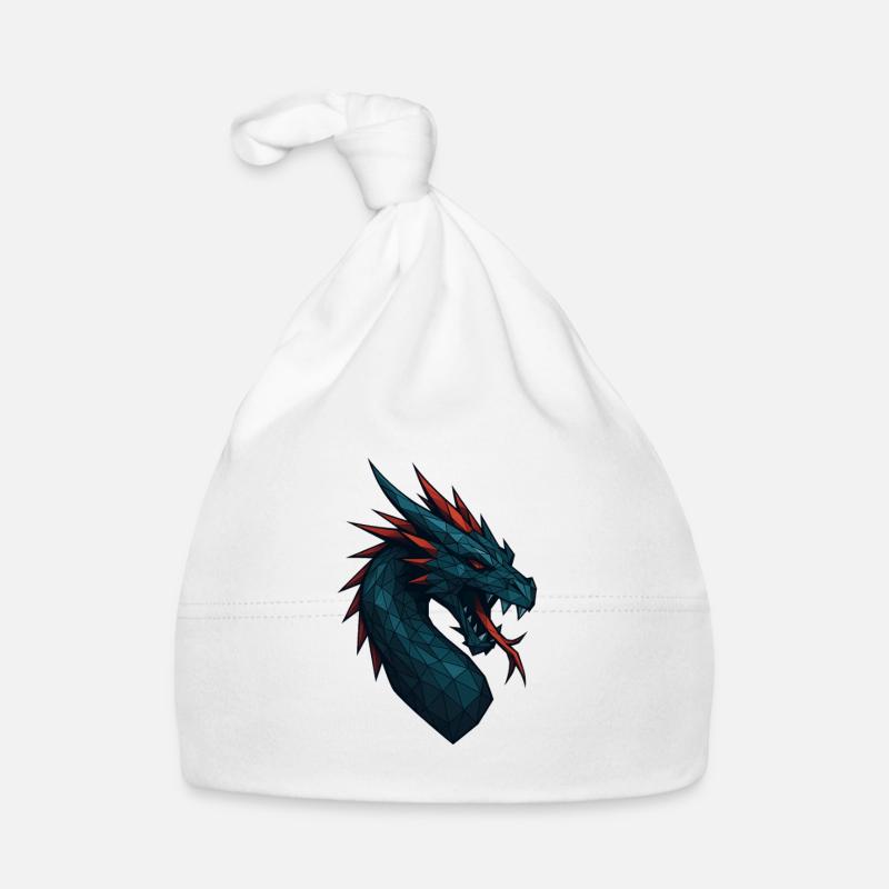 Geometric Dragon Head Blue-Red Organic Baby Cap