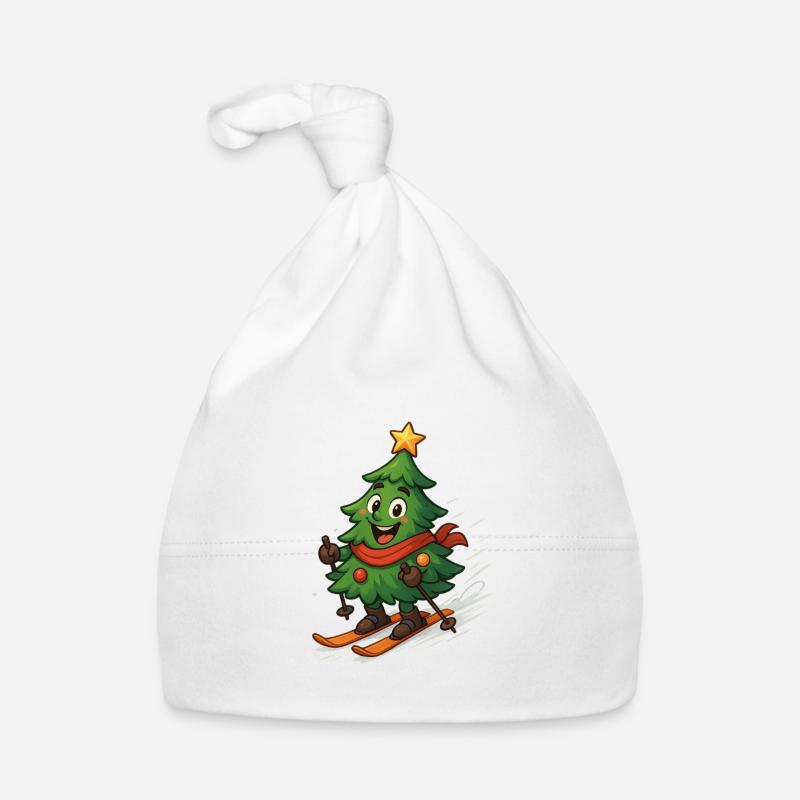 Weihnachtsbaum auf Skiern Baby Bio-Mütze