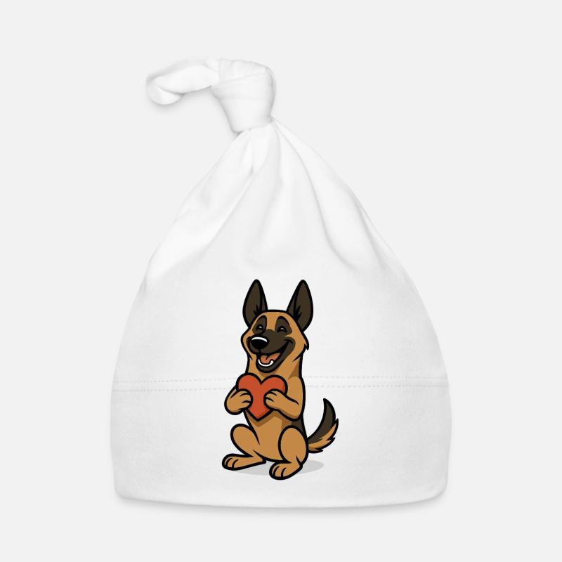 Malinois mit Herz Comic Baby Bio-Mütze