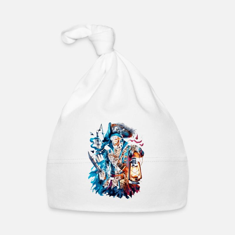 Skeleton pirate in lantern light Organic Baby Cap