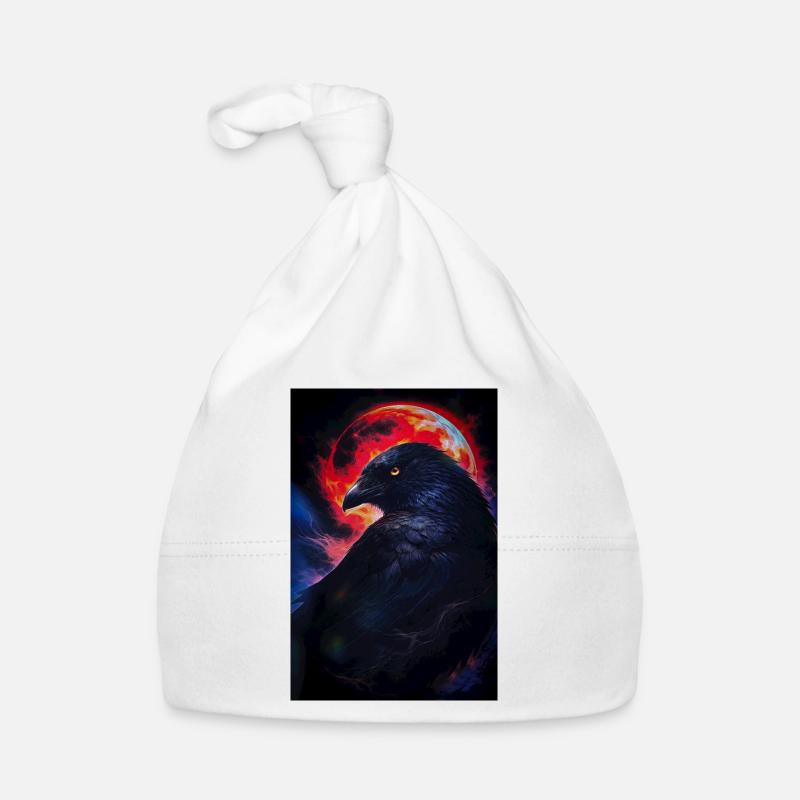 Corbeau devant la lune de feu Bonnet bio Bébé