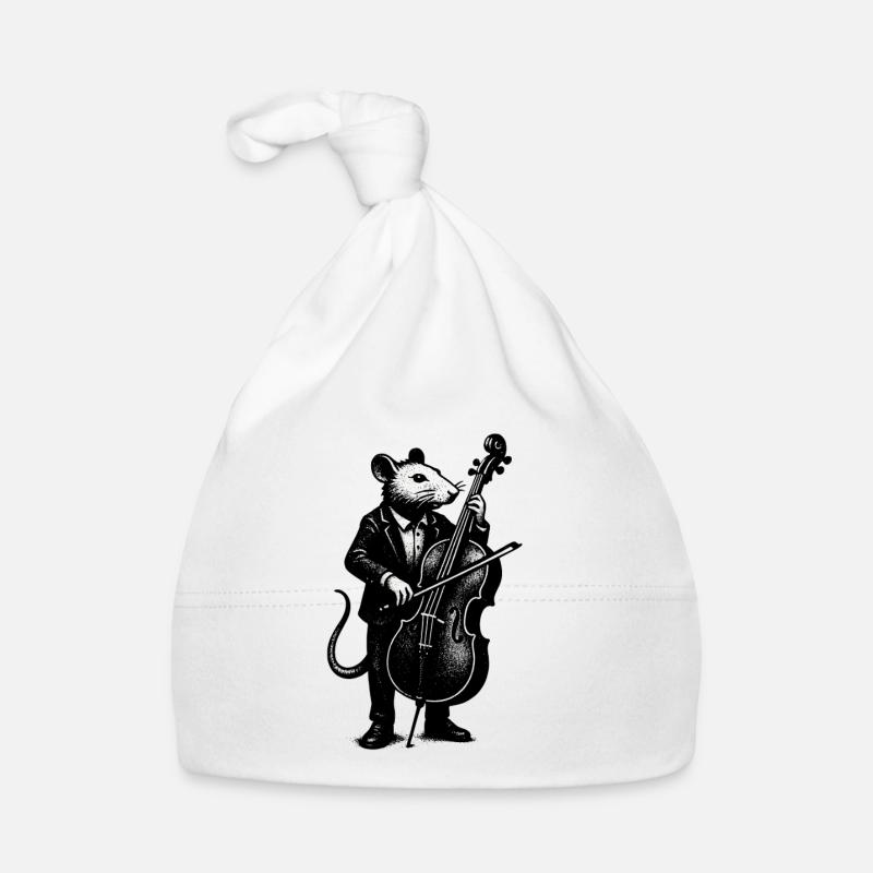 Rat in a suit plays cello Organic Baby Cap