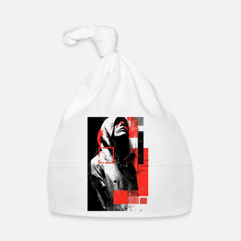 Glitch face in red gloss Organic Baby Cap