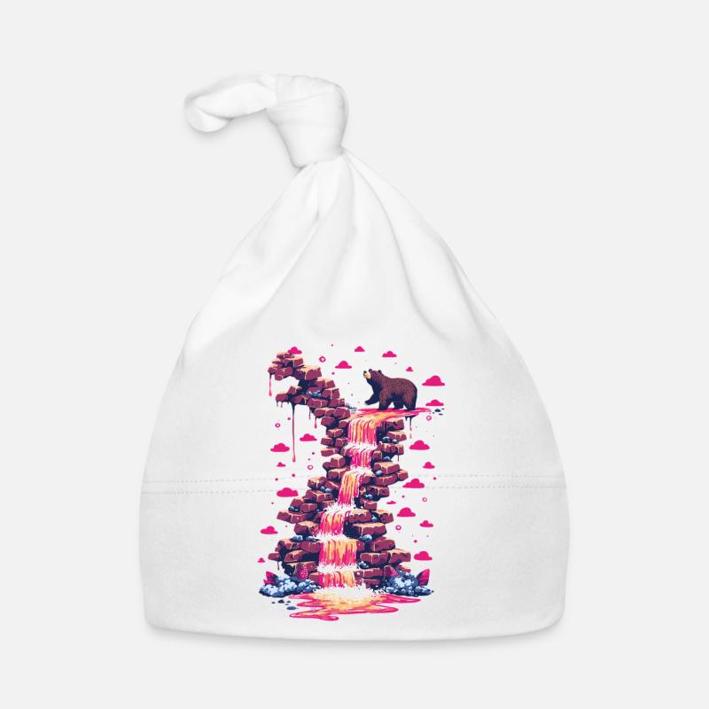 Pinker Wasserfall mit Bärenlicht Baby Bio-Mütze