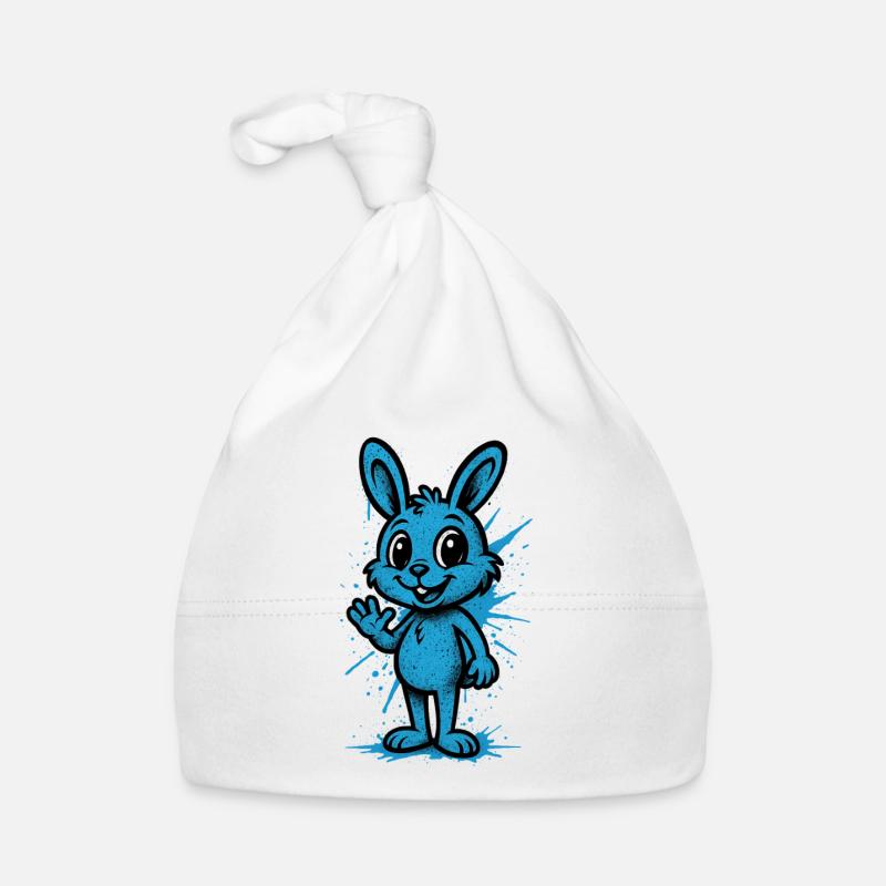 Blue Splash Bunny Graphic Organic Baby Cap