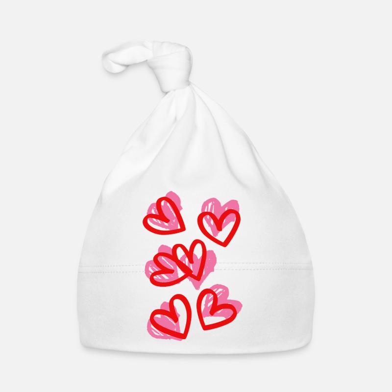 Small-Heart-Doodle-Design - Baby Bio-Mütze - Weiß